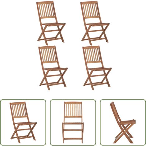 Sedie pieghevoli -  Sedie da Giardino Pieghevoli 4 pz in Legno Massello d'Acacia