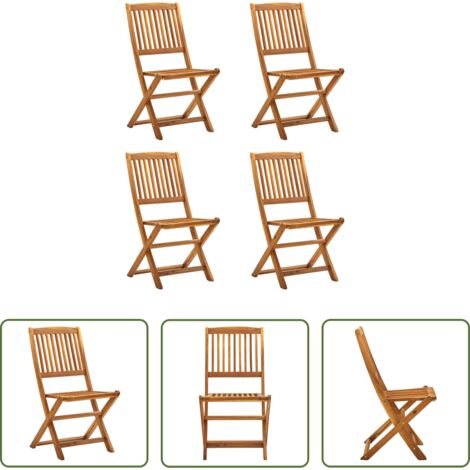 Sedie pieghevoli -  Sedie da Giardino Pieghevoli 4 pz in Legno Massello d'Acacia