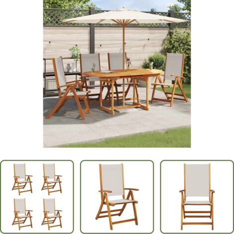Sedie pieghevoli - Sedie da Giardino Pieghevoli 4 pz Massello d'Acacia e Textilene