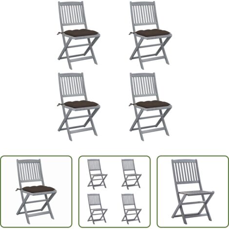 Sedie pieghevoli -  Sedie da Giardino Pieghevoli 4pz con Cuscini in Massello Acacia