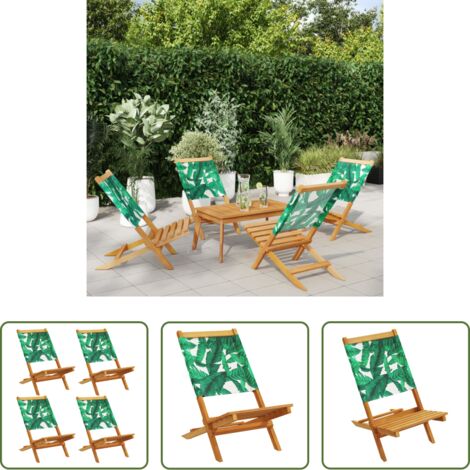 Sedie pieghevoli -  Sedie da Giardino Pieghevoli 4pz Verde Tessuto e Legno Massello