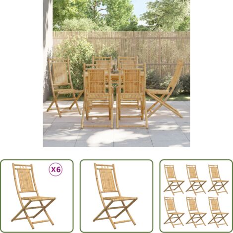 Sedie pieghevoli -  Sedie da Giardino Pieghevoli 6 pz 46x66x99 cm in Bambù