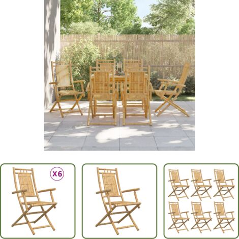 Sedie pieghevoli -  Sedie da Giardino Pieghevoli 6 pz 53x66x99 cm in Bambù