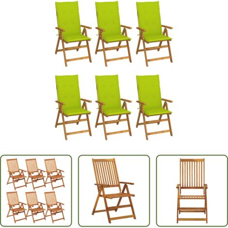 Sedie pieghevoli -  Sedie da Giardino Pieghevoli 6 pz con Cuscini Massello Acacia