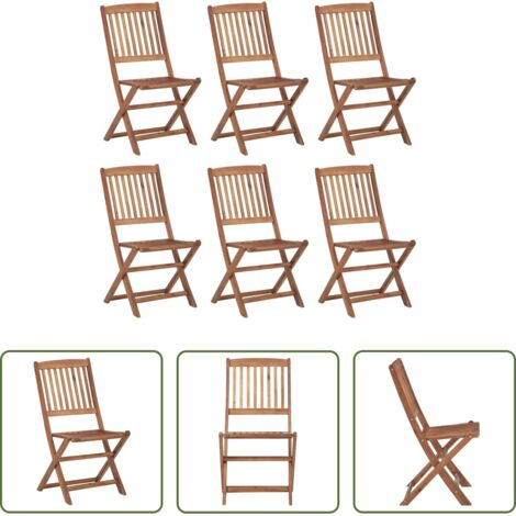 Sedie pieghevoli -  Sedie da Giardino Pieghevoli 6 pz in Legno Massello di Acacia