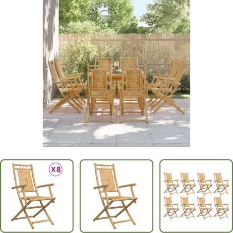 Sedie pieghevoli -  Sedie da Giardino Pieghevoli 8 pz 53x66x99 cm in Bambù