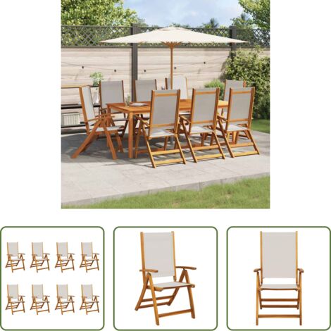 Sedie pieghevoli -  Sedie da Giardino Pieghevoli 8 pz Massello d'Acacia e Textilene
