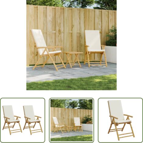 Sedie pieghevoli -  Sedie da Giardino Pieghevoli Reclinabili 2 pz con Cuscini Bambù