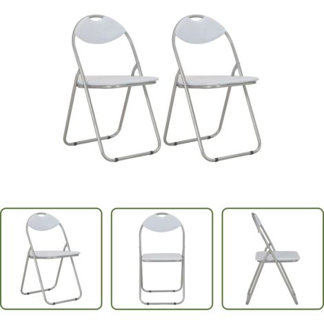 Sedie pieghevoli -  Sedie da Pranzo Pieghevoli 2 pz Bianche in Similpelle