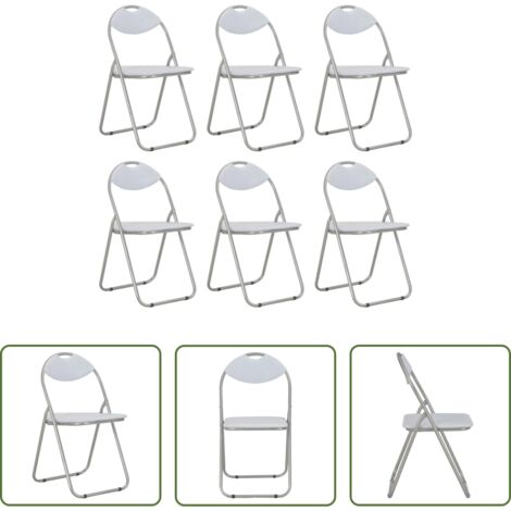 Sedie pieghevoli -  Sedie da Pranzo Pieghevoli 6 pz Bianche in Similpelle