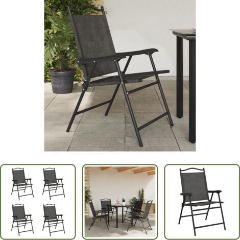 Sedie pieghevoli -  Sedie Giardino Pieghevoli 4 pz Grigio Mélange Acciaio Textilene