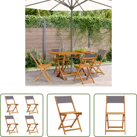 Sedie pieghevoli -  Sedie Giardino Pieghevoli 4pz Antracite Tessuto Legno Massello