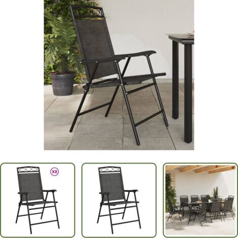 Sedie pieghevoli -  Sedie Giardino Pieghevoli 8 pz Acciaio Grigio Mélange Textilene