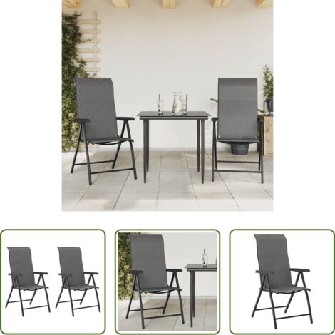 Sedie pieghevoli -  Sedie Pieghevoli da Giardino 2 pz Grigie in Polyrattan