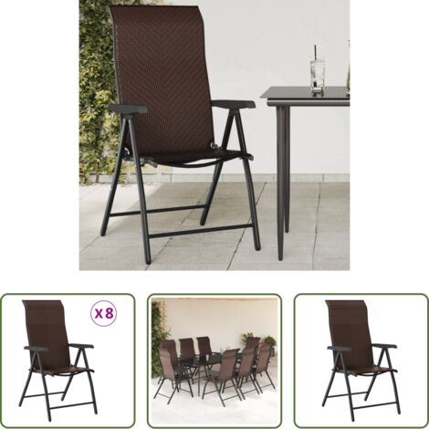 Sedie pieghevoli -  Sedie Pieghevoli da Giardino 8 pz Marroni in Polyrattan