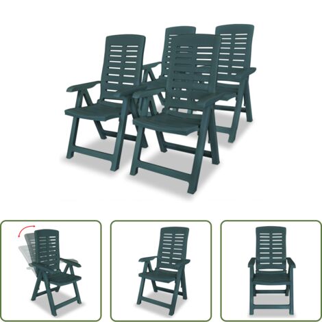 Sedie pieghevoli -  Sedie Reclinabili da Giardino 4 pz in Plastica Verdi