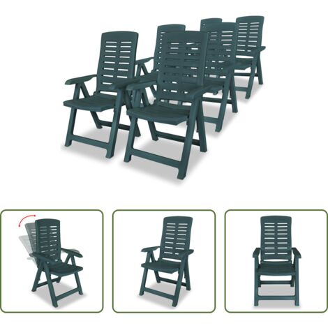 Sedie pieghevoli -  Sedie Reclinabili da Giardino 6 pz in Plastica Verdi