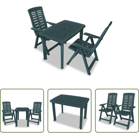 Sedie pieghevoli -  Set da Bistrot 3 pz in Plastica Verde