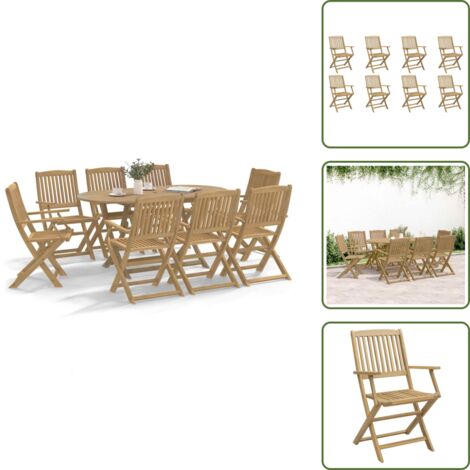 Sedie pieghevoli - vidaXL Sedie da Giardino Pieghevoli 8 pz Legno Massello di Acacia - Sedie da terrazza