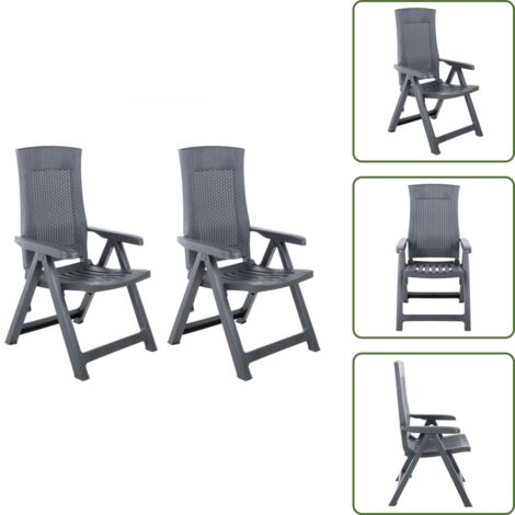Sedie pieghevoli - vidaXL Sedie da Giardino Reclinabili 2 pz in Plastica Antracite - Sedie in plastica