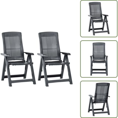 Sedie pieghevoli - vidaXL Sedie da Giardino Reclinabili 2 pz in Plastica Antracite - Sedie in plastica