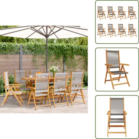 Sedie pieghevoli - vidaXL Sedie da Giardino Reclinabili 8pz Grigie Legno Massello Acacia - Sedie da esterno