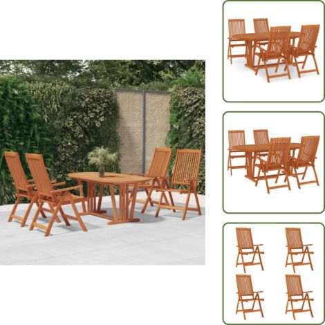 Sedie pieghevoli - vidaXL Set da Pranzo per Giardino 5 pz in Legno Massello di Eucalipto - Tavolo da pranzo estendibile