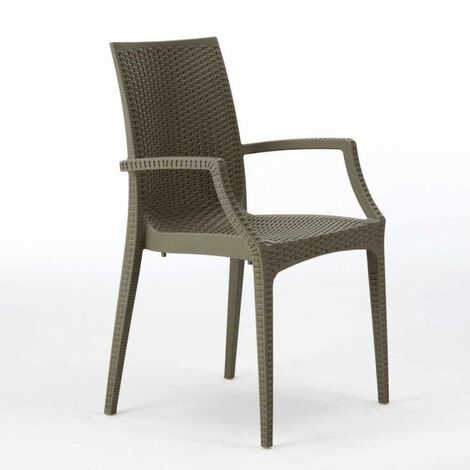 Sedie poltrona con braccioli bar giardino Poly rattan BISTROT ARM Grand Soleil