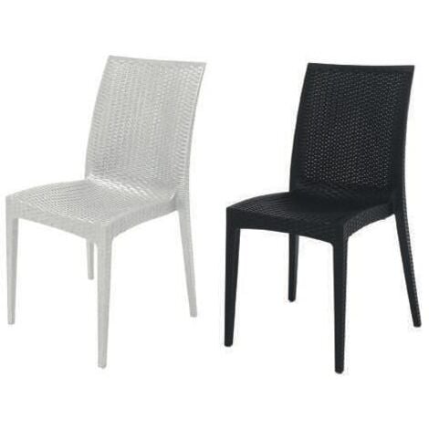 GRAND SOLEIL Sedia Poltrona Impilabile da Esterno Effetto Rattan Bistrot Antracite