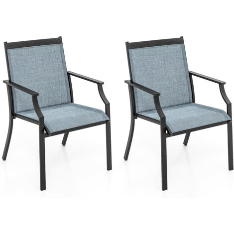 Sedie pranzo patio seduta traspirante telaio metallo schienale Blu