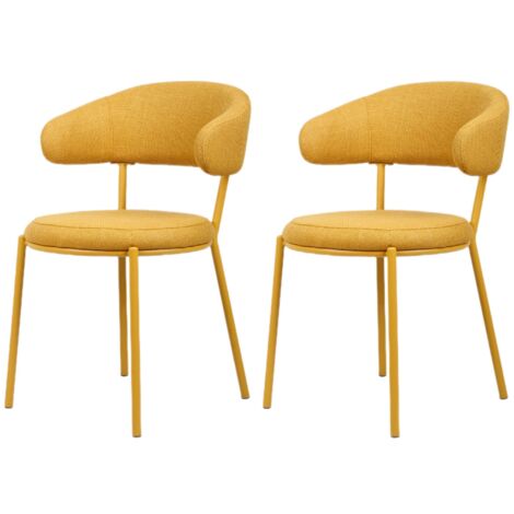 Sedie Rebecca Mobili Dablen 80,5x47,5x57,5 Tessuto Poliestere Acciaio Giallo Moderno SET 2 pezzi