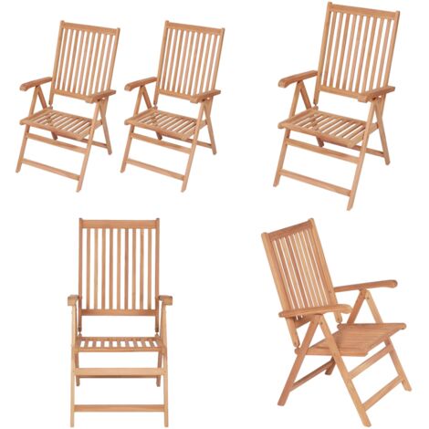 Sedie Reclinabili da Giardino 2 pz in Legno Massello di Teak - Sedie in teak - Sedie pieghevoli