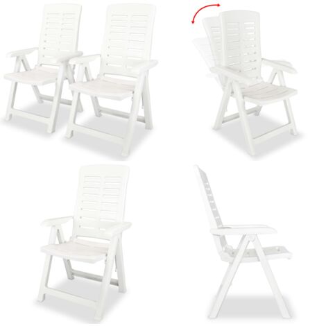 Sedie Reclinabili da Giardino 2 pz in Plastica Bianca - Sedie pieghevoli - Sedie reclinabili