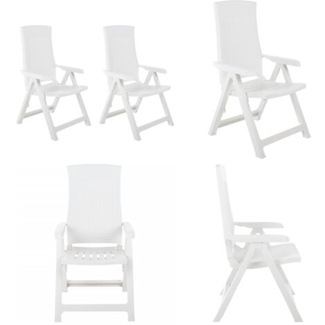 Sedie Reclinabili da Giardino 2 pz in Plastica Bianca - Sedie reclinabili - Sedie da esterno