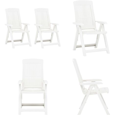 Sedie Reclinabili da Giardino 2 pz in Plastica Bianca - Sedie reclinabili - Sedie pieghevoli