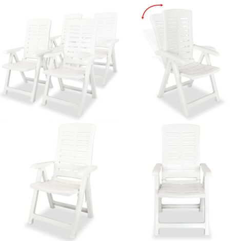 Sedie Reclinabili da Giardino 4 pz in Plastica Bianche - Sedie pieghevoli - Sedie reclinabili