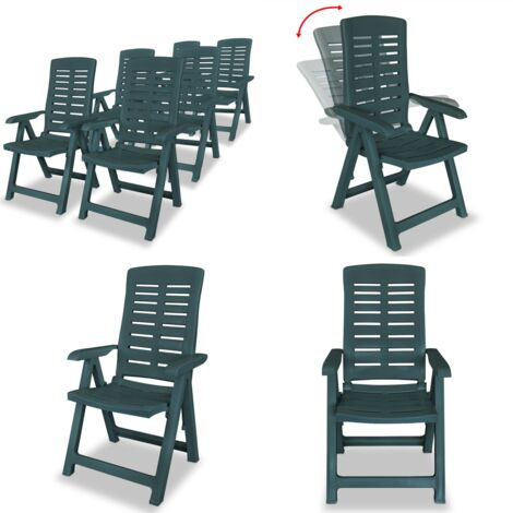 Sedie Reclinabili da Giardino 6 pz in Plastica Verdi - Sedie pieghevoli - Sedie reclinabili