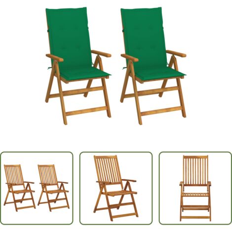 Sedie reclinabili -  Sedie da Giardino Reclinabili 2 pz con Cuscini Massello Acacia