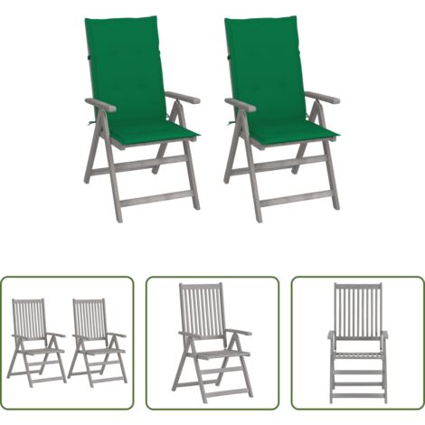 Sedie reclinabili -  Sedie da Giardino Reclinabili 2pz con Cuscini Massello Acacia