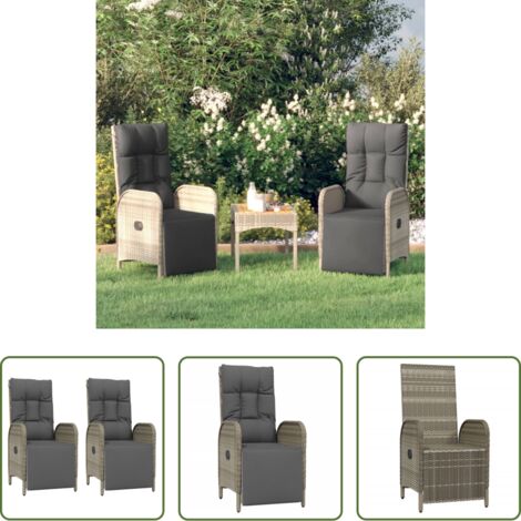 Sedie reclinabili - Sedie Reclinabili da Esterno con Cuscini 2 pz Polyrattan Grigie