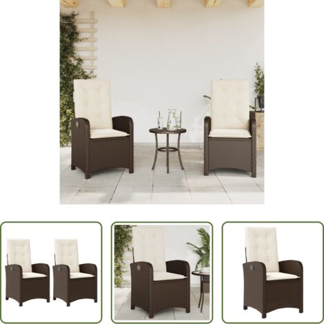 Sedie reclinabili - Sedie Reclinabili Giardino 2pz con Cuscini Marrone Polyrattan