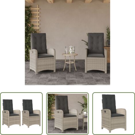 Sedie reclinabili - Sedie Reclinabili Giardino 2pz Cuscini Grigio Chiaro Polyrattan