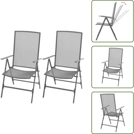 Sedie reclinabili - vidaXL Sedie da Giardino Impilabili 2 pz in Acciaio Grigio - Sedie impilabili