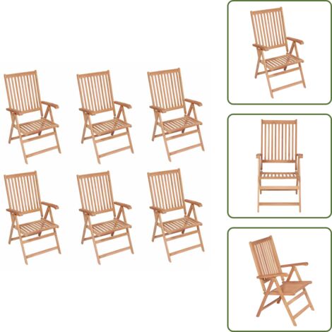Sedie reclinabili - vidaXL Sedie Reclinabili da Giardino 6 pz in Legno Massello di Teak - Sedie da patio