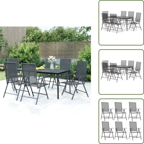 Sedie reclinabili - vidaXL Set da Pranzo da Giardino 7 pz in Acciaio Antracite - Design in rete