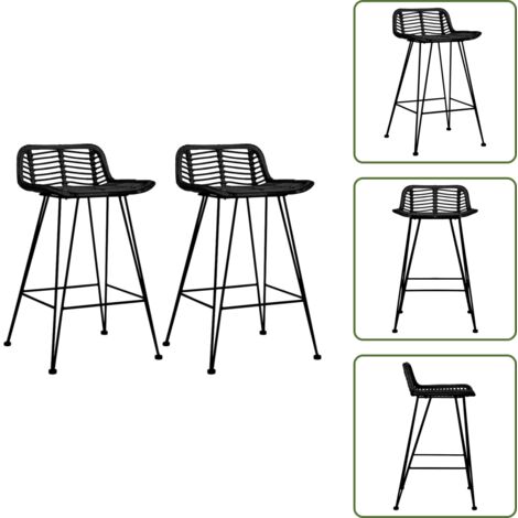 Sedie rustiche - vidaXL Sedie da Bar 2 pz Nere in Rattan - Sedie da salone