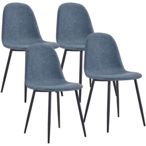 Sedie sala da pranzo moderne 4 pz in ecopelle blu - Bella
