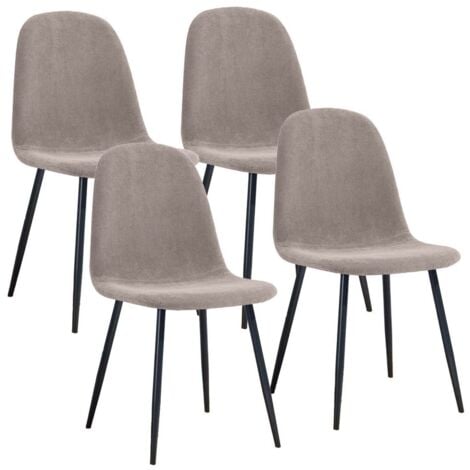 Sedie set 4 sedie da salotto imbottite in tessuto grigio - Bella