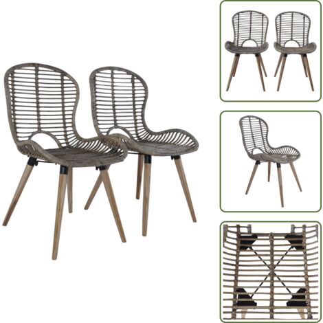 Sedie vintage - vidaXL Sedie da Pranzo 2 pz Marroni in Rattan Naturale - Sedie da cucina