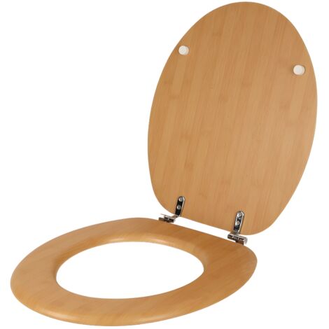 Sedile copriwater tavoletta universale linea bamboo mdf legno cerniere metallo tinta acero chiaro - confezione 1